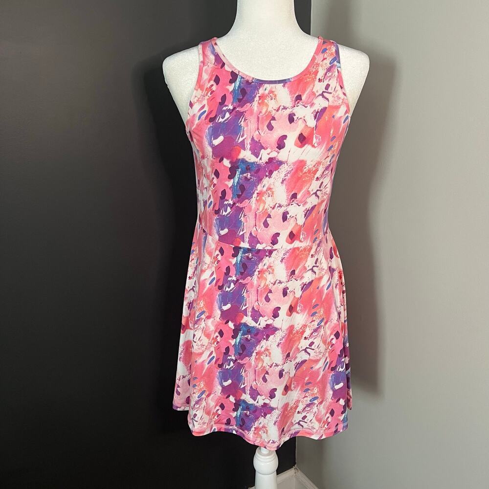 NWT Kyodan Woman’s Pink Purple Print Tennis Dress White‎ Shorts- Size M